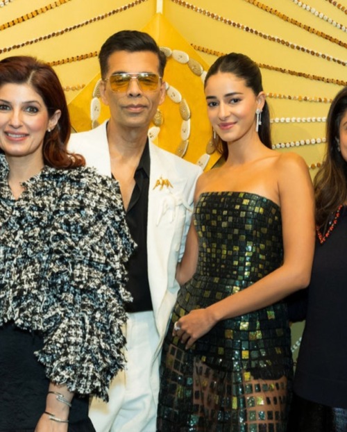 Rosemin Madhavji, Twinkle Khanna, Karan Johar, Ananya Panday, Shweta Harit and Sara Tendulkar at Freize London